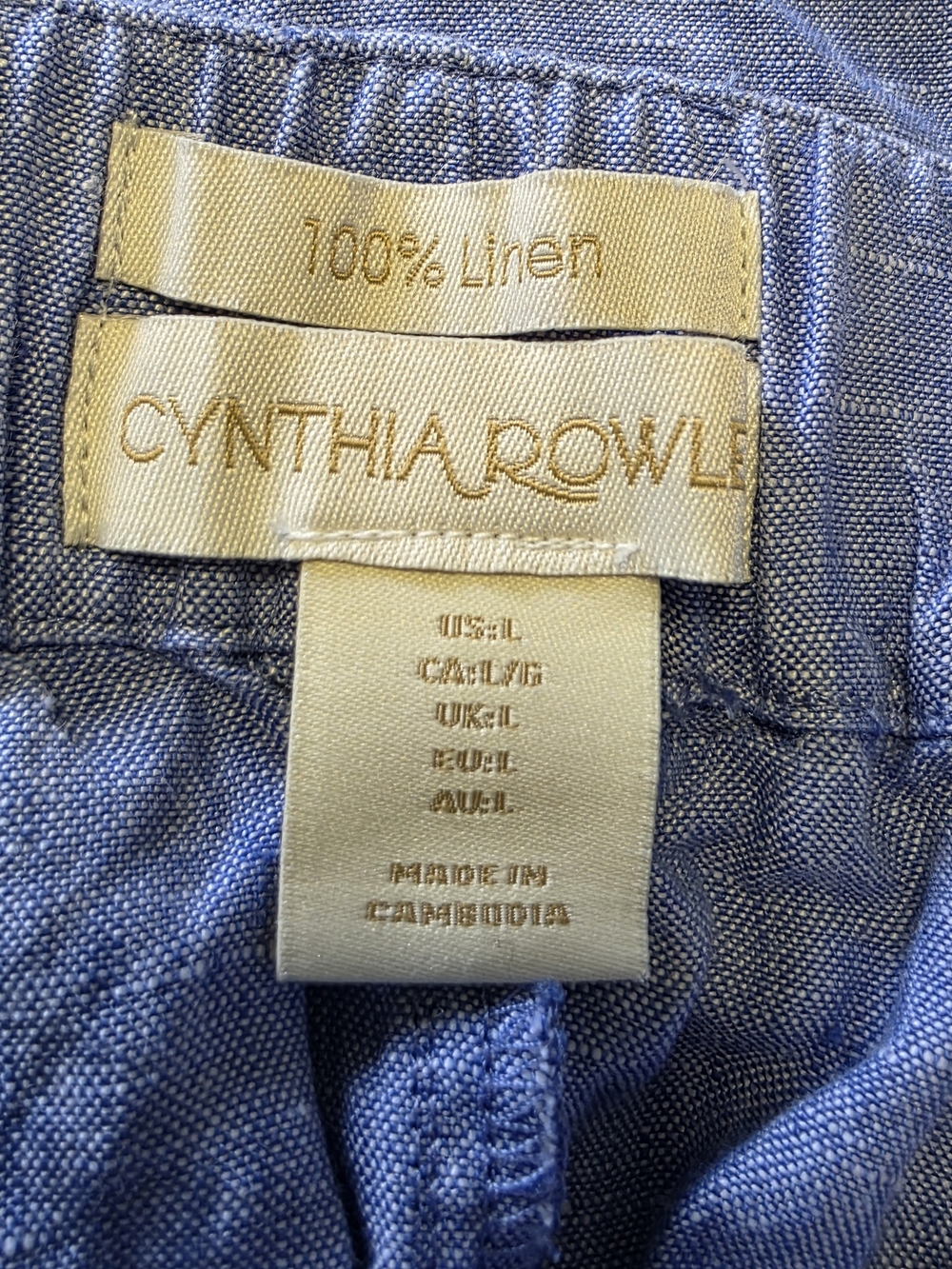 Cynthia Rowley Blue Linen Wide-Leg Pants - Picture 2 of 2